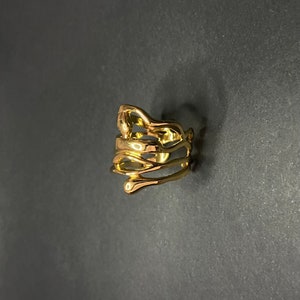 Bague or femme ajustable irrégulière Anneau réglable métal liquide fondu Bijoux moderne & minimaliste Golden ring image 5