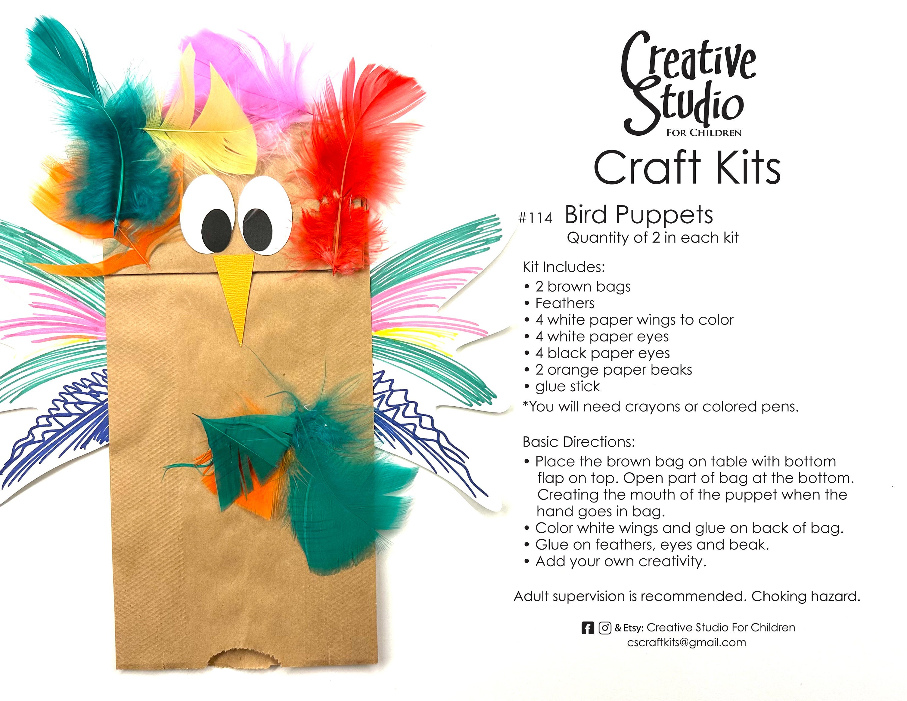 Creative Studio for Children: Bird Puppets - Etsy