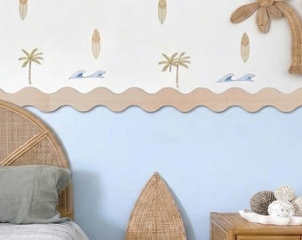 Wavy Wood Molding Kit - Scalloped Wall Border for Children's and Baby's Room - Wooden Wall Decoration - DIY Painted Border