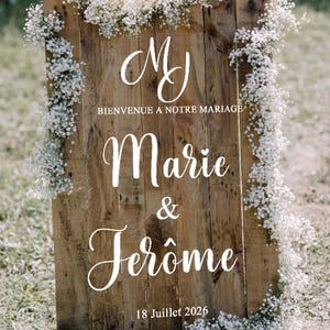 Sticker de décoration de mariage personnalisé pour panneau ou miroir de bienvenue