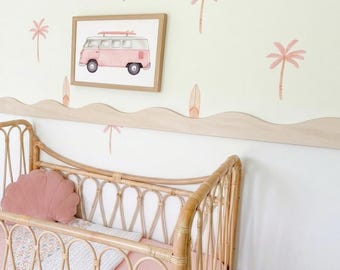 Kit de molduras de madera onduladas - Borde de pared festoneado para habitación infantil y de bebé - Decoración de pared de madera - Borde pintado para bricolaje