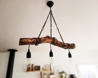 solenzo - Driftwood pendant chandelier in rustic, country chic marine style, 3 bulbs (E27) - French manufacturing