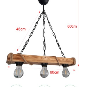 solenzo Lustre suspension en bois et corde style industriel rustique campagne chic 3 ampoules E27 image 7