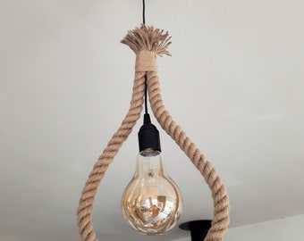 SOLENZO - Suspension lustre goutte - style nautique - E27 - corde jute