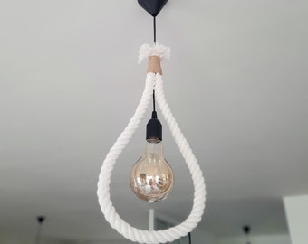 SOLENZO - Suspension lustre goutte - style nautique - E27 - corde blanche