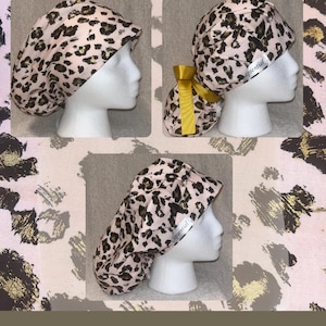 Pink Leopard Print Scrub Cap