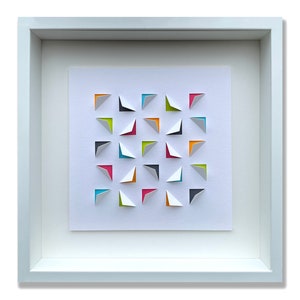 Rilievo geometrico in carta fatto a mano, stile minimalista originale su carta per acquerello, design unico, arte murale moderna e contemporanea