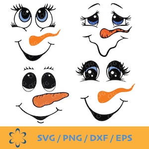 Sneeuwpop Svg | Sneeuwpop gezichten Svg | Kerst-svg | Sneeuwpop meisje Svg | Winter-svg | Sneeuw-svg | Bundel sneeuwpopgezichten | Sneeuwpop png dxf eps jpg