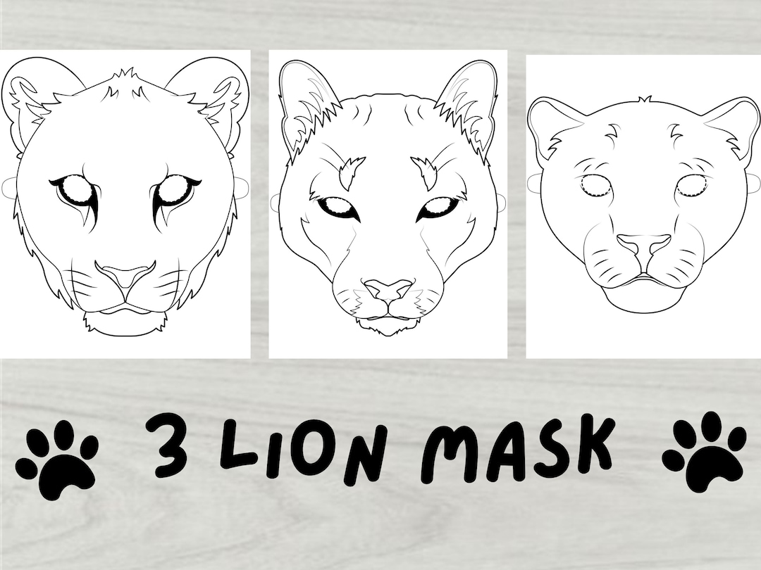 Paper Lion Mask Printable Instant Download Lion Paper Mask - Etsy