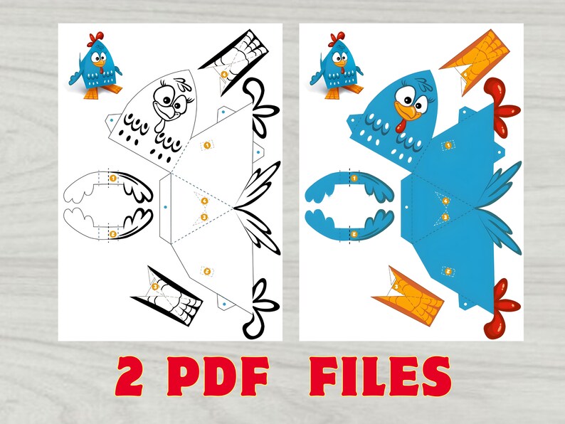 Paper Chicken Printable Activity Sheets Instant Download Cut - Etsy