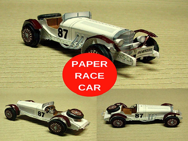 Paper Race Car Printable Activity Sheets Mercedes Paper - Etsy