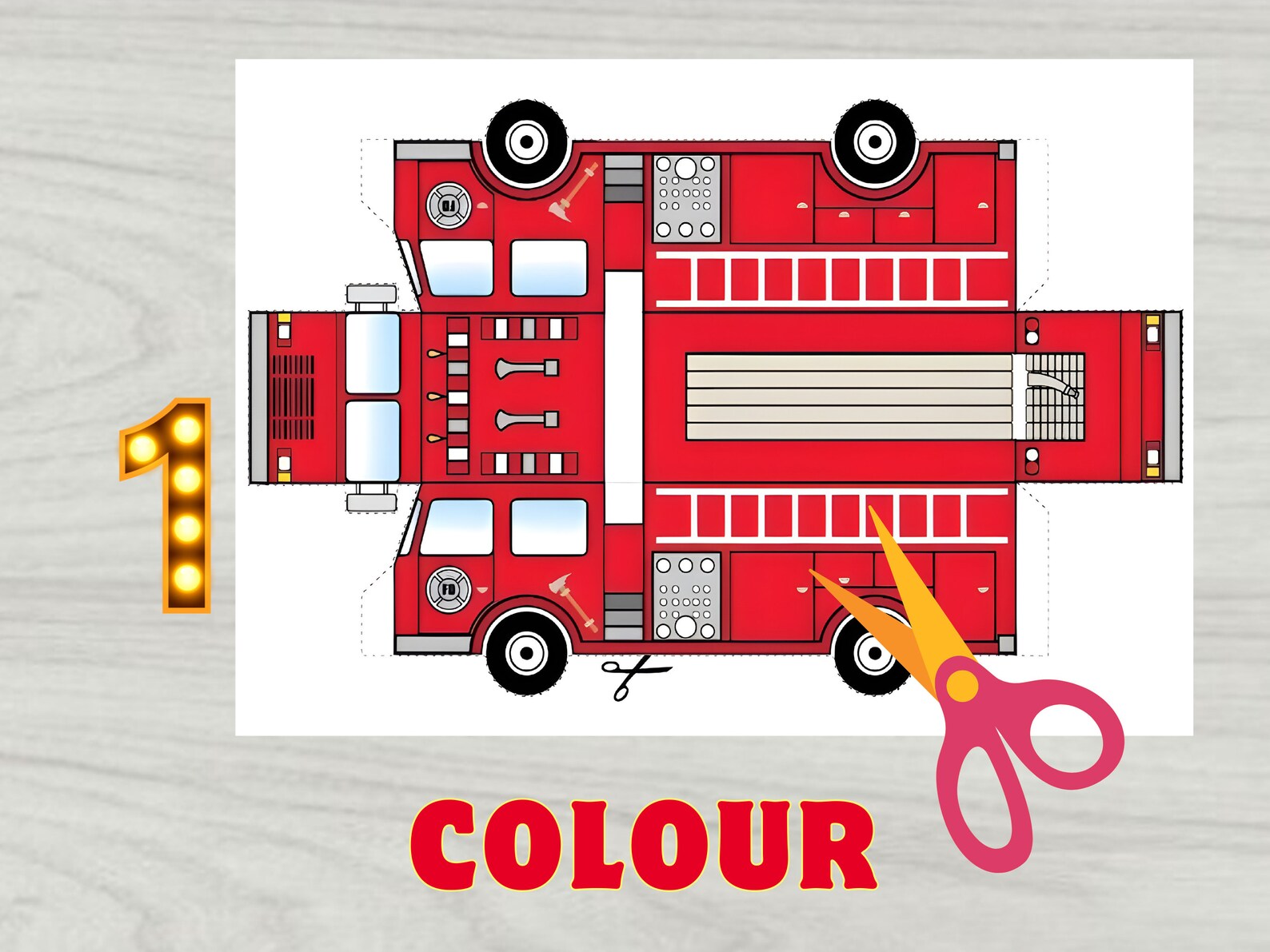 Firetruck Printable Activity Sheets Instant Download Colour - Etsy