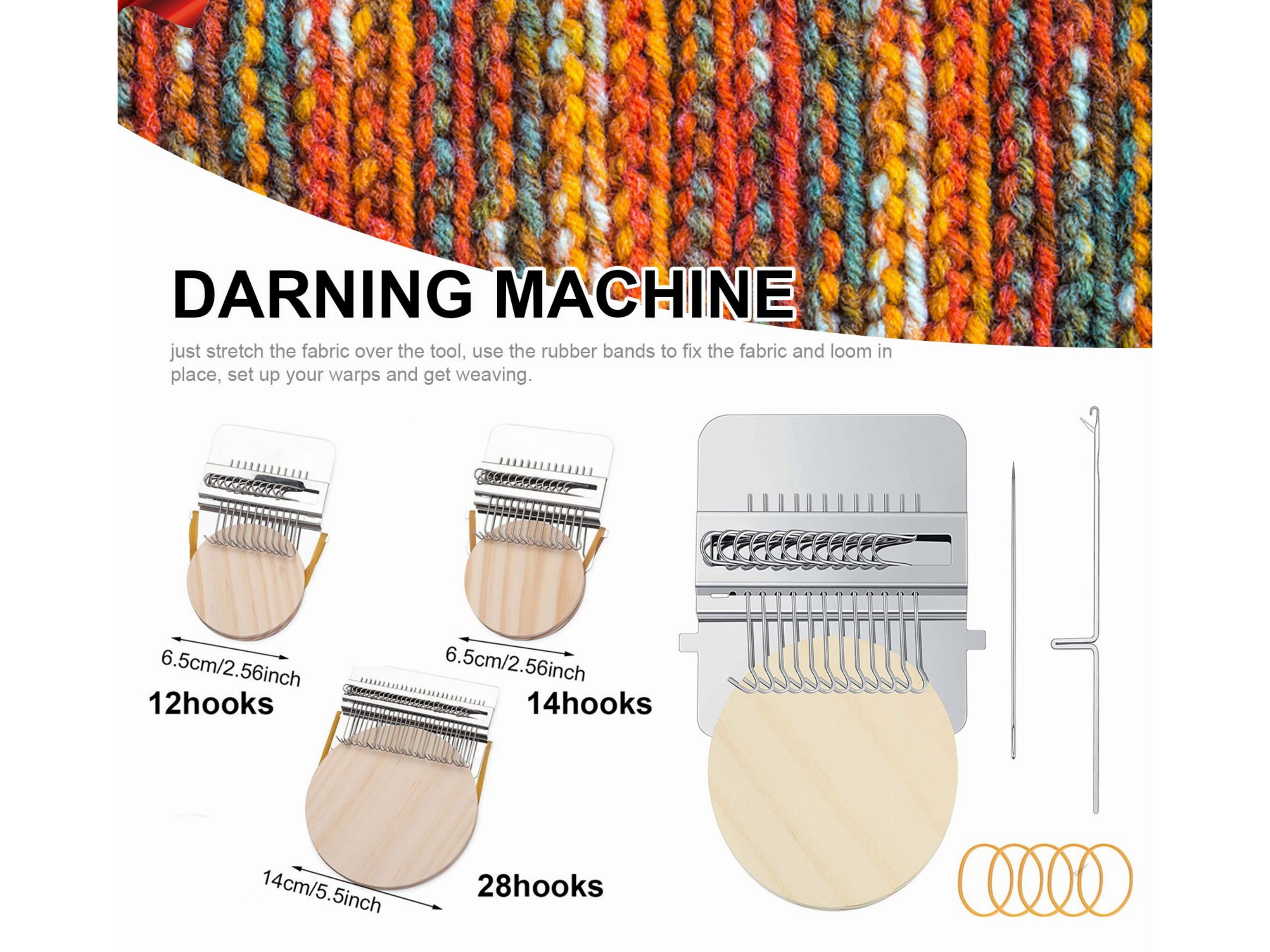 Wooden Darning Mini Loom Machine, Speedweve Sock Darning Thread Tool Kit,  Darning Mushroom Egg for Mending, Complete Darning Kit with Instructions  DYI by AMZ Elite