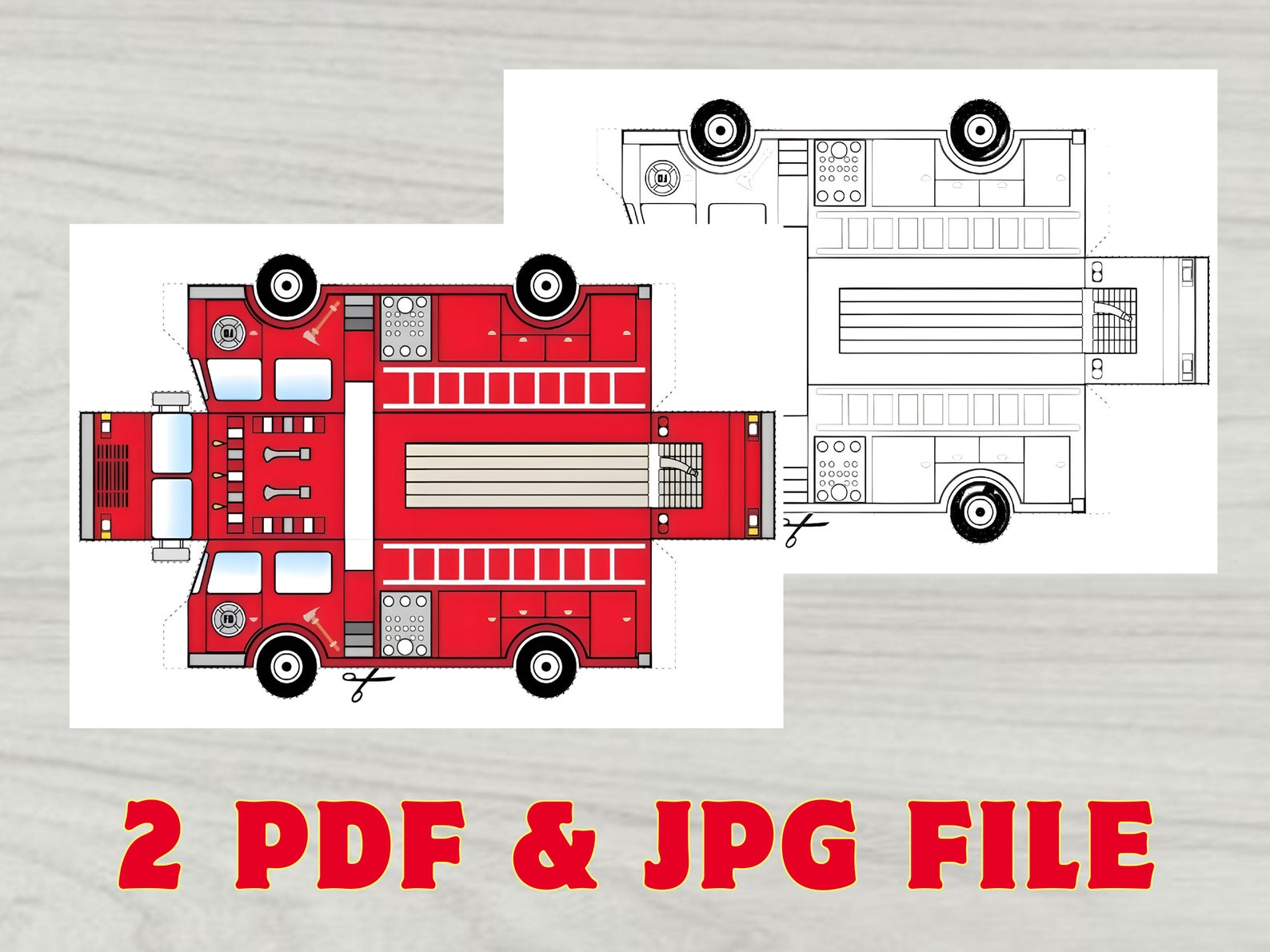 Firetruck Printable Activity Sheets Instant Download Colour - Etsy