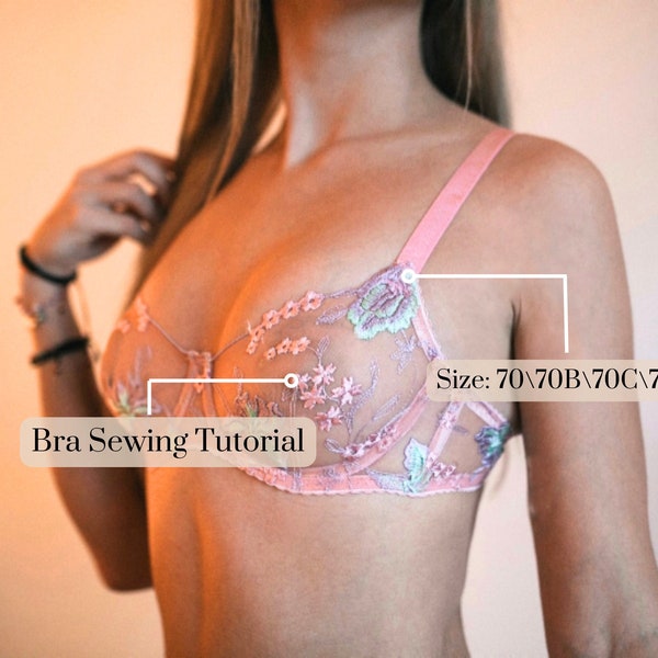 Adrienne's Bra sewing lingerie Pattern | Instant download | PDF sizes:  70A / 70B / 70C/ 70D | Brassiere Pattern