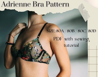 Adrienne's Bra sewing lingerie Pattern | Instant download  | sizes: 80A / 80B / 80C/ 80D | Brassiere Pattern