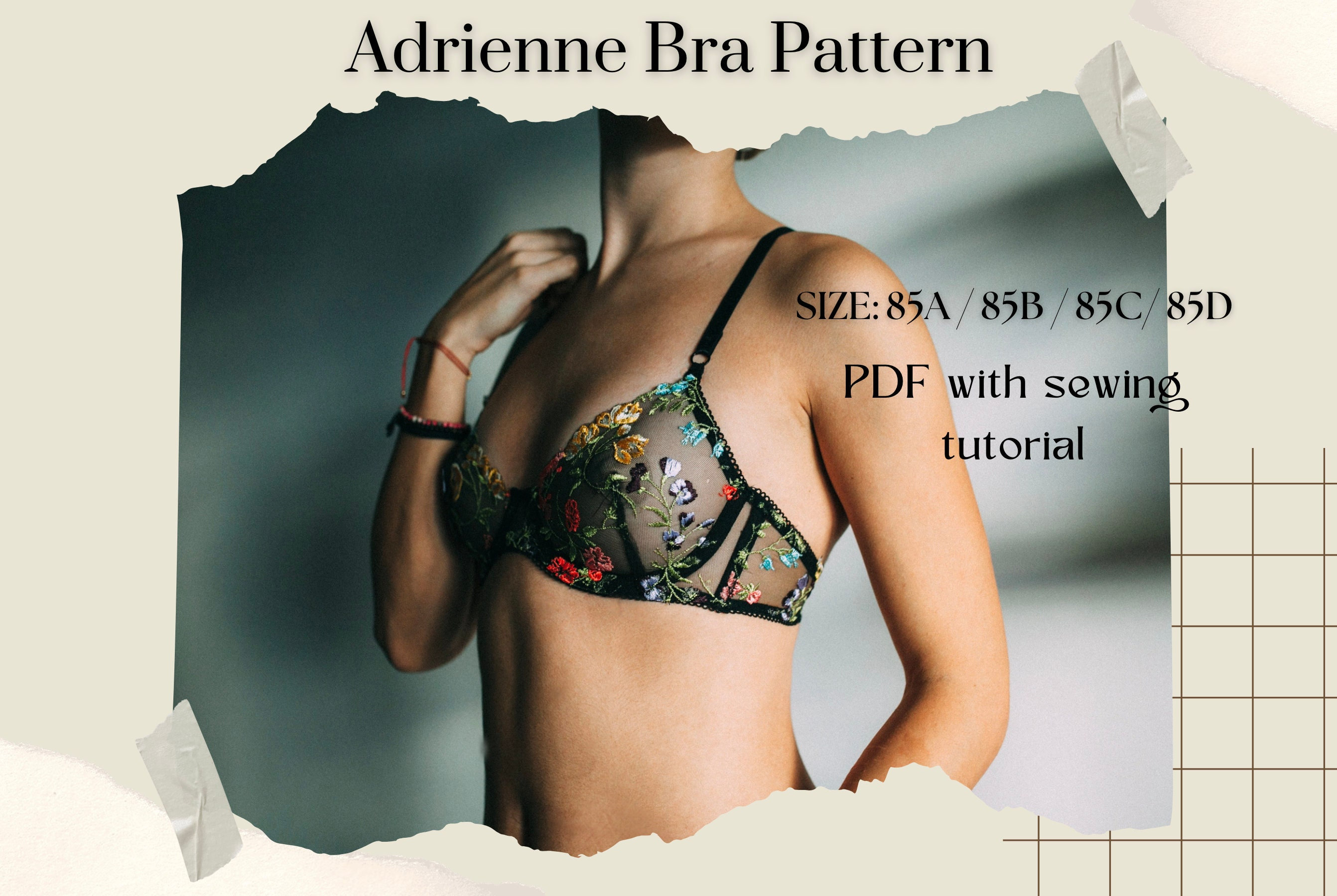 Adrienne's Bra Sewing Lingerie Pattern Instant Download Sizes: 85A