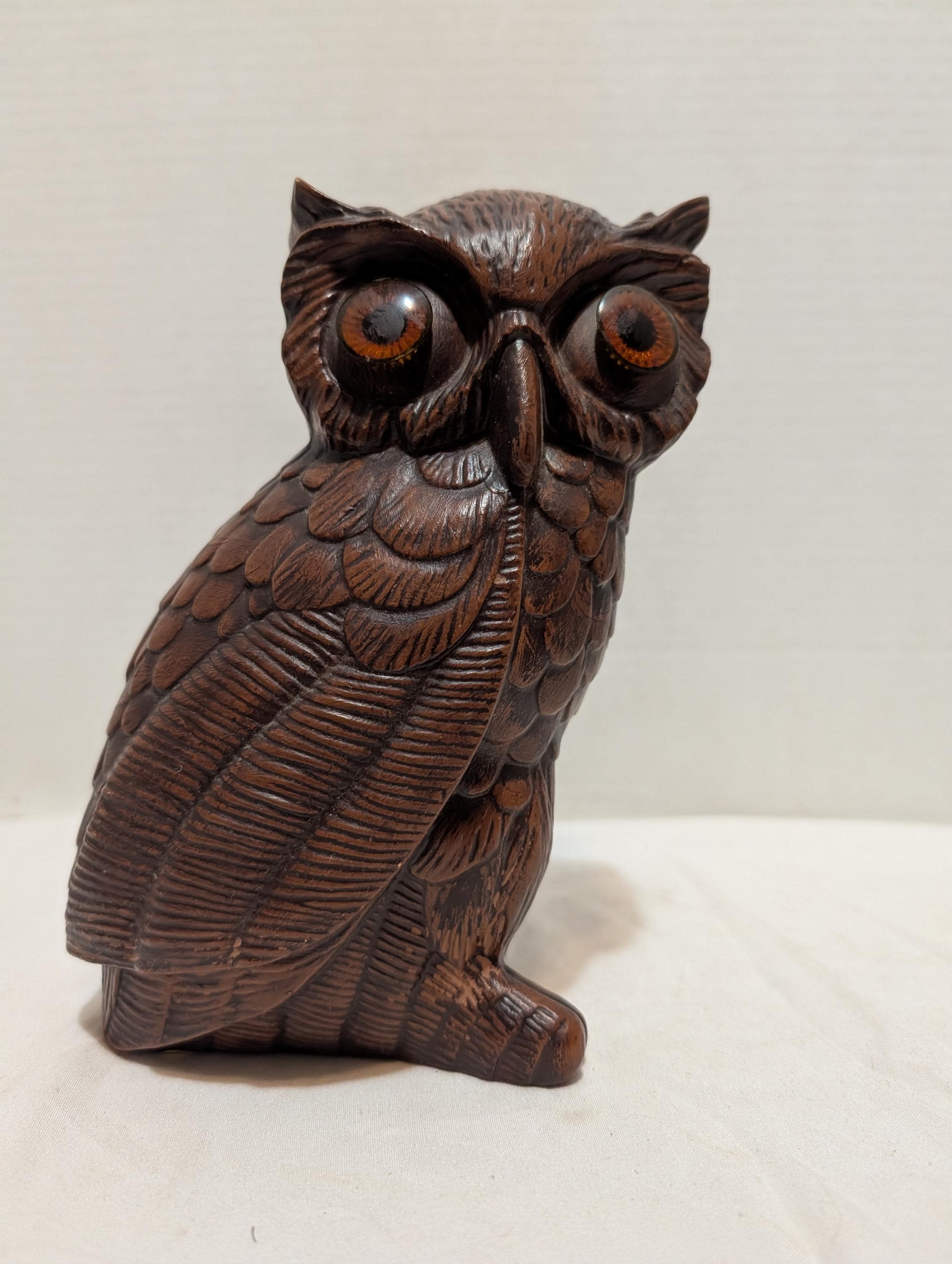 Vintage Ceramic Brown Owls- big eyed - set of three
