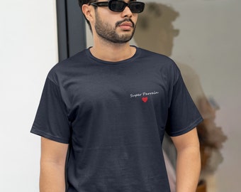 Camiseta Marina Bordada "Super Padrino", Camiseta Padrino Personalizada, Regalo Padrino Personalizable, Camiseta Hombre, Regalo Padrino Original