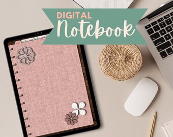 Cuaderno digital rosa, cuaderno de 5 materias, diario de mujer, toma de notas digital, diario digital, papel rayado, cuaderno de cuadrícula de puntos, minimalista