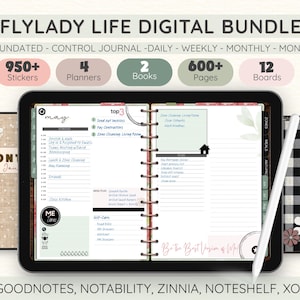 Busy Life Organization Cleaning Checklist ADHD Digital Planner Mood Tracker Vision Board Hyperlinked Journal Cheerful Calendar Tracker PDF