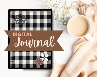 Cuaderno digital de estilo rústico, cuaderno de 5 materias, diario, toma de notas digital, diario digital, papel rayado, cuaderno de cuadrícula de puntos, cuaderno para hombre