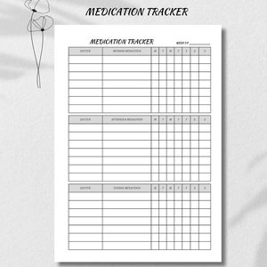 Minimalist Medication Tracker, Digital Download for A3, A4, A5 & Letter Sizes,Track Your Medications Easily
