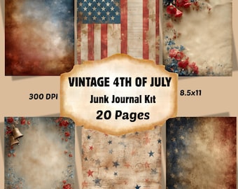 Vintage 4th of July Digital Paper Set: Patriotic Scrapbook Backgrounds (Instant Download)