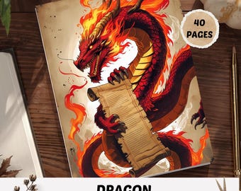ドラゴンジャンクジャーナルキット：ファンタジー背景＆罫線入りページ（デジタルダウンロード）