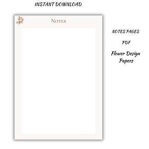Elegant Floral Printable Note Papers, Printable Digital Notepaper ...