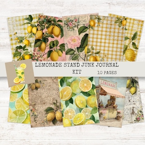 Lemonade Stand Junk Journal Kit: Vintage Summer Scrapbook Paper (Digital Download)