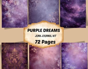 Purple Dreams Junk Journal Kit: 72 Printable Pages (Digital Download)