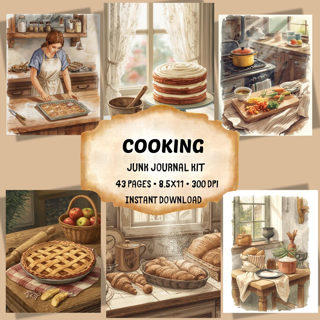 Vintage Cooking Junk Journal Kit, Storybook Baking Pages (digital ...
