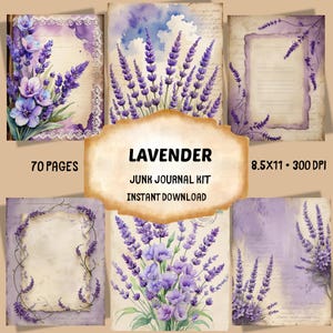 Lavender Junk Journal Kit: Vintage Ephemera, Floral Scrapbook Papers (Digital Download)
