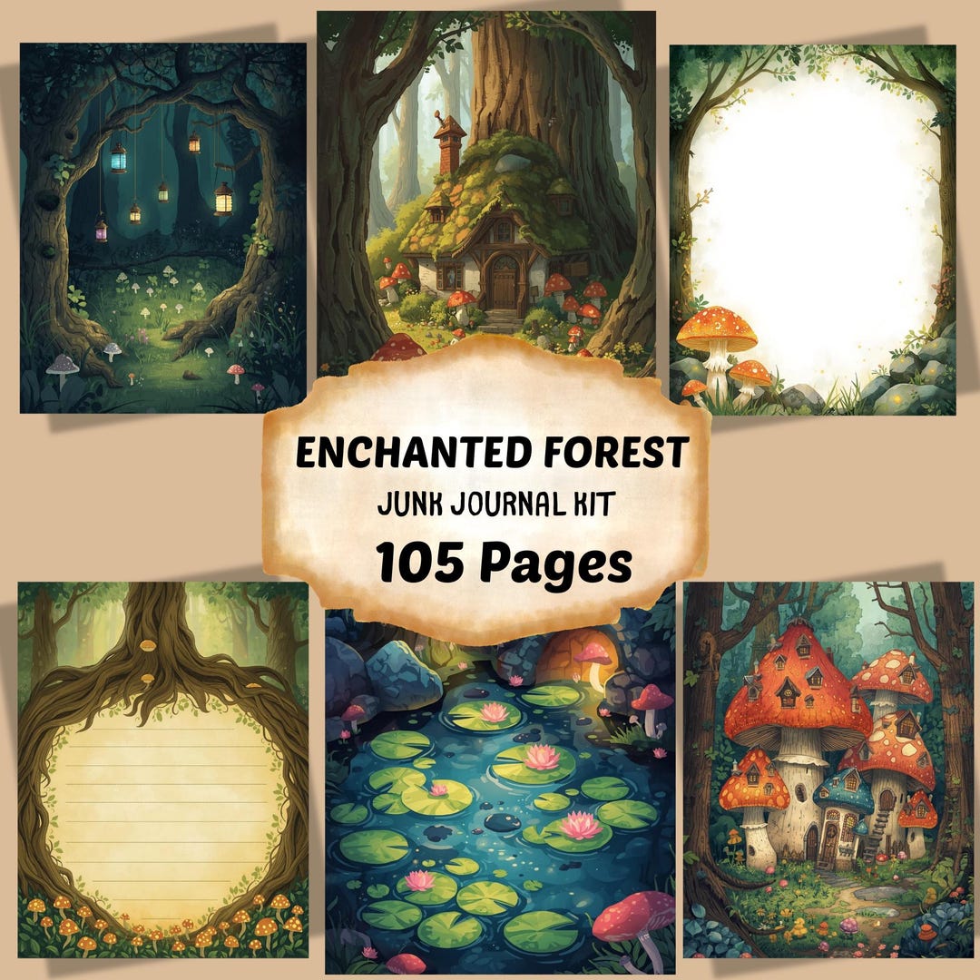 Enchanted Forest Junk Journal Kit, Fairy Tale Woodland Printable Pages ...