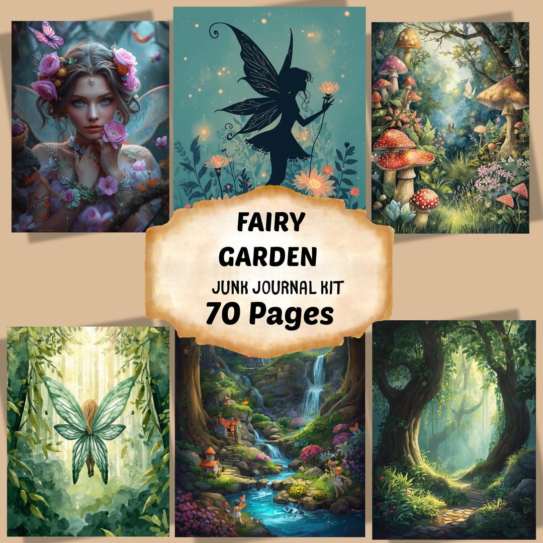 Fairy Garden Junk Journal Kit, Enchanted Forest Pages, Cottagecore ...