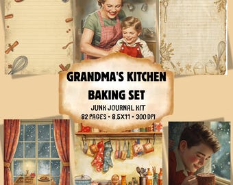 Vintage Weihnachtsrezept-Journal: Omas Küche Backset (Digitaler Download)