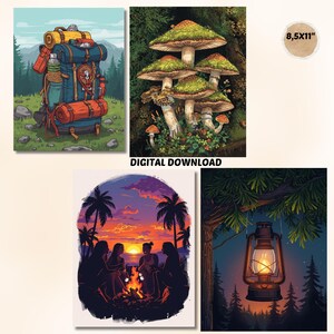 Camping Adventure Junk Journal Kit, Outdoor Nature Printable Pages, Digital Download image 13