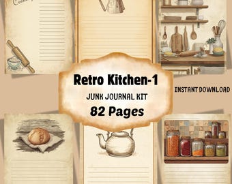 Kit de diario de cocina vintage con recetas rústicas (descarga digital)