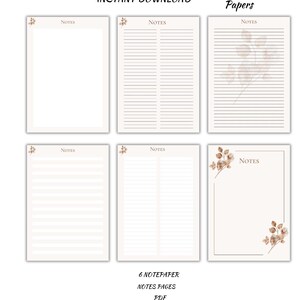 Elegant Floral Printable Note Papers, Printable Digital Notepaper ...