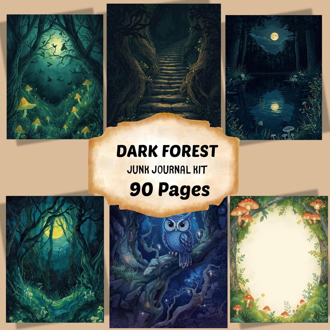 Dark Forest Junk Journal Kit, Enchanted Woodland Printable Pages ...