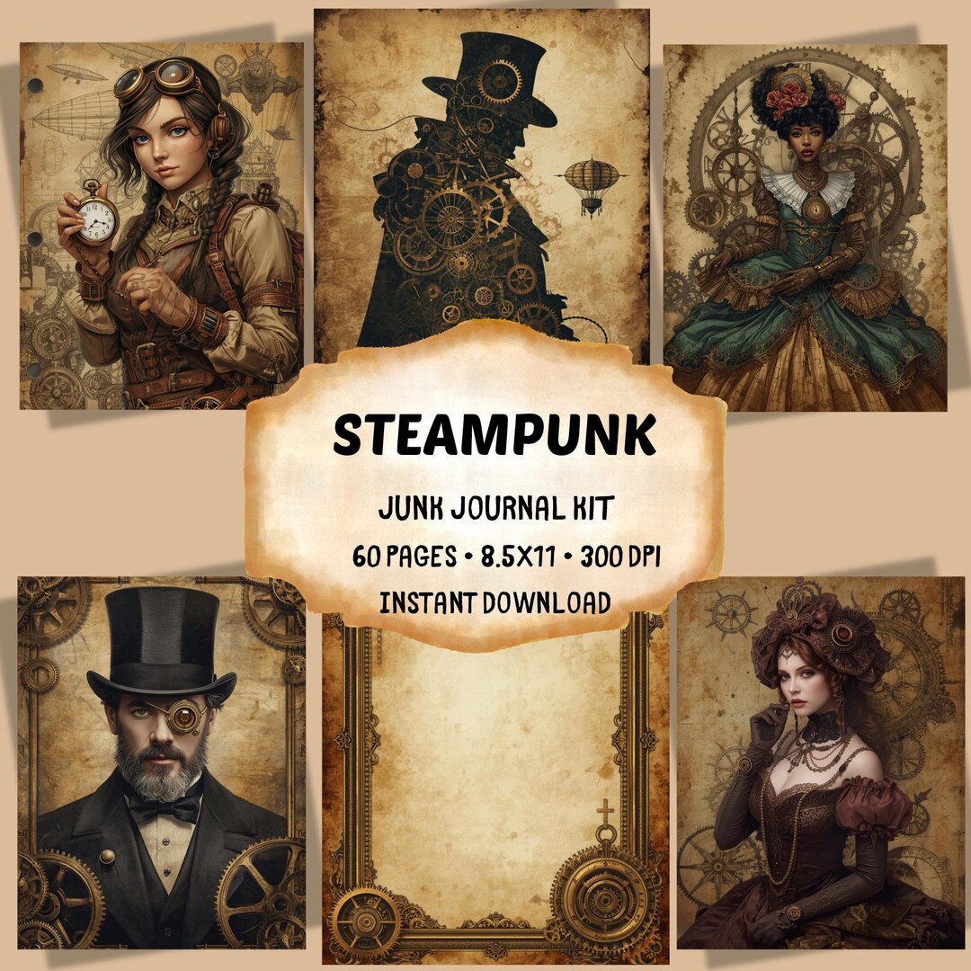 Steampunk Junk Journal Kit, Digital Download (8.5x11 Inç, JPEG, 300 DPI ...