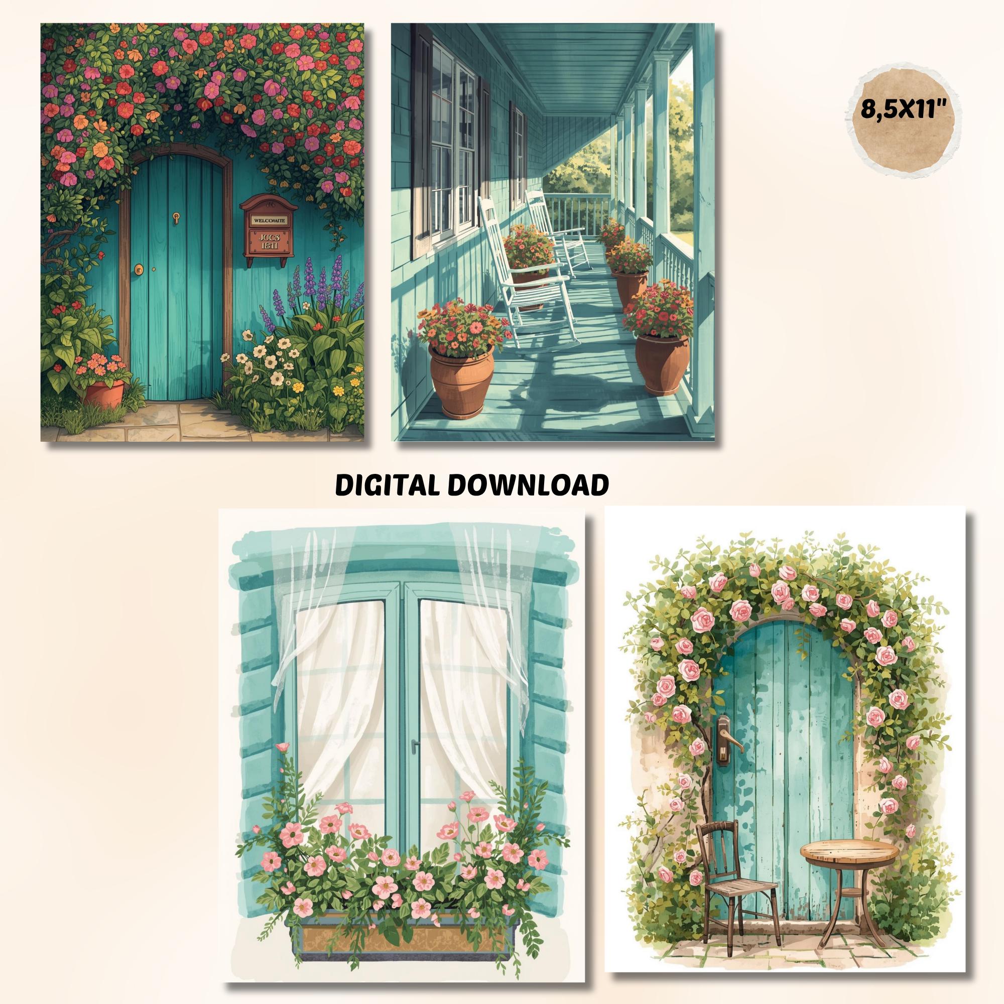 Turquoise Cottage Junk Journal Kit, Floral Vintage Pages, Cozy ...