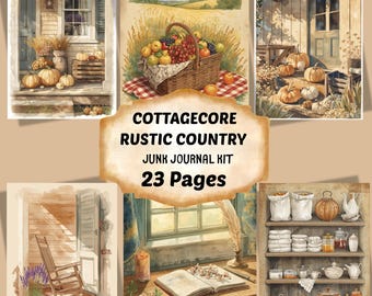 Cottagecore Rustic Country Junk Journal Pages, Cozy Farmhouse Paper Kit, Vintage Cottage Printable Set