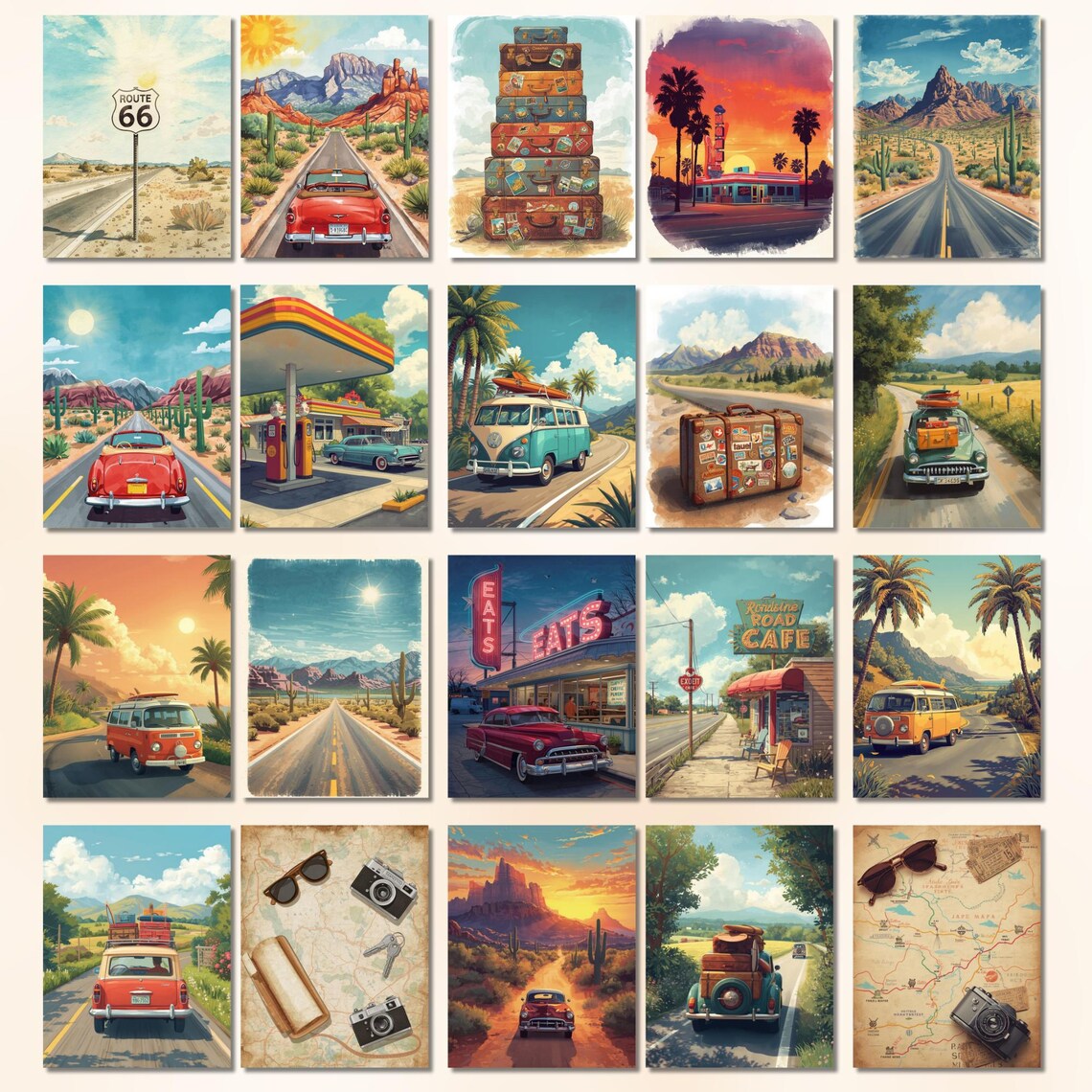 Journal Sticker Cars Road Trip Summer Junk Journal Kit, Retro Travel Pages, Vintage Cars ...