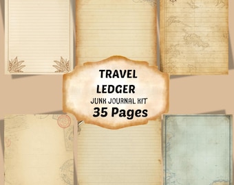Vintage Travel Map Junk Journal Kit, digitaler Download