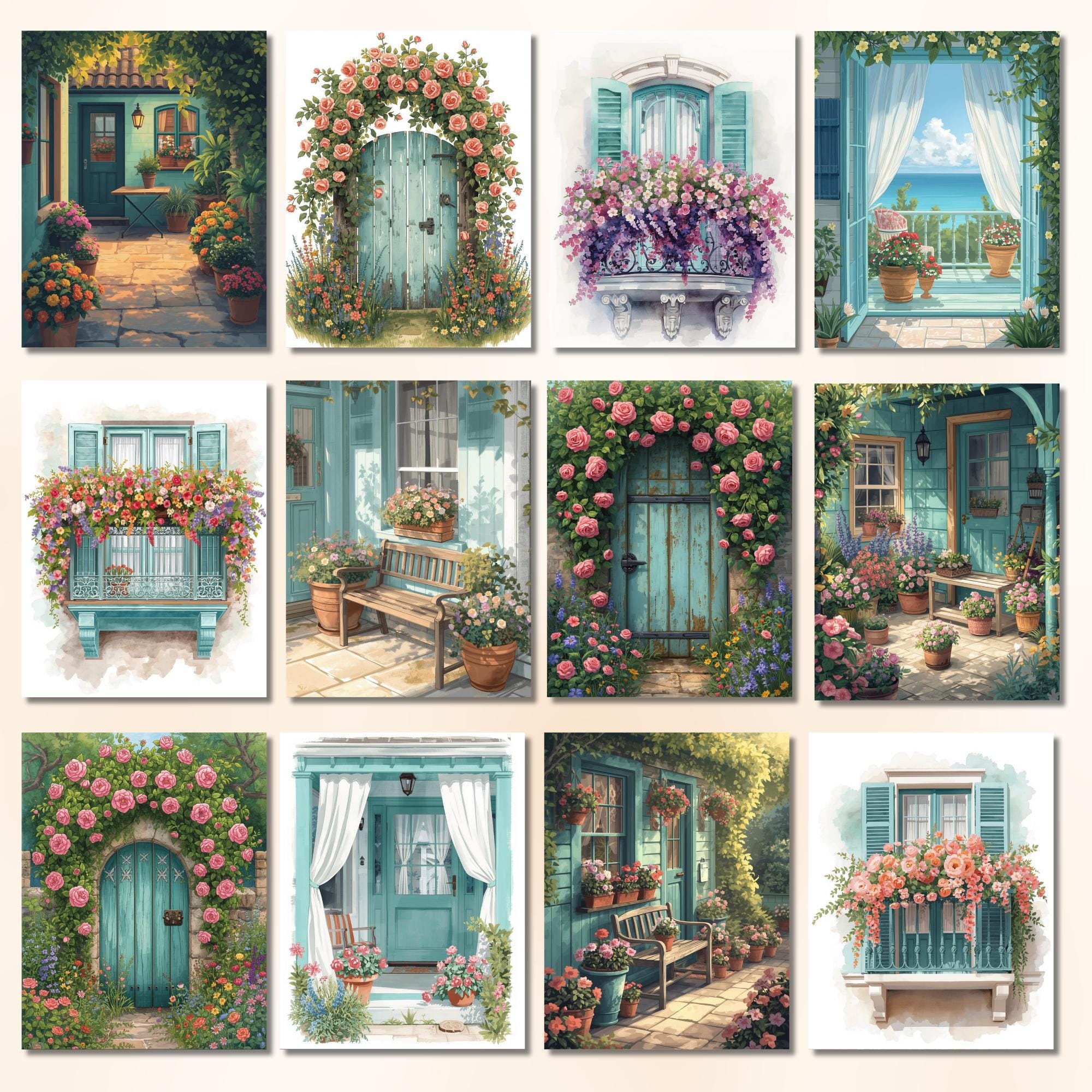 Turquoise Cottage Junk Journal Kit, Floral Vintage Pages, Cozy ...