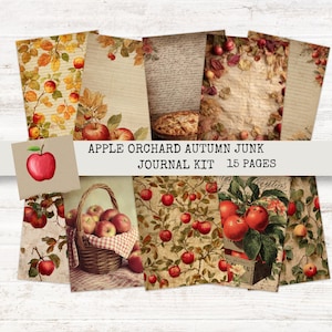 Apple Orchard Junk Journal Kit: Autumn Cottagecore Papers (Digital Download 8.5x11 inch JPEGs)