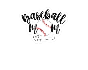 May include: Black and white graphic design with the text "baseball mom" and a baseball in the center.