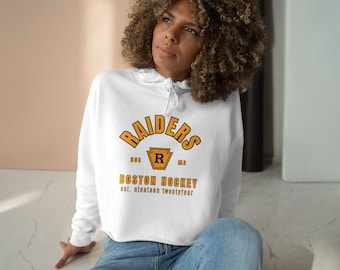 Sudadera corta con capucha de hockey negra y dorada / Estilo camiseta vintage del 81 / Sudadera deportiva retro